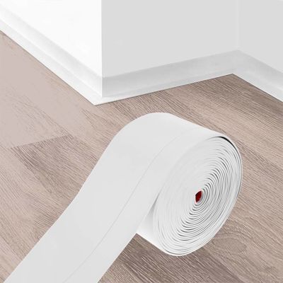 Cutting White Self Adhesive PVC Skirting Board Wall Cove Base Roll Customizable