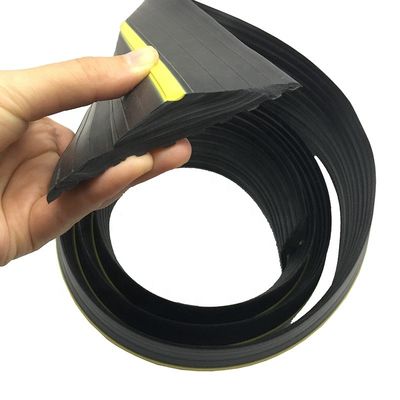 Supply Floor Black with Yellow Garage Door Threshold Strip Seals in Custom Sizes
