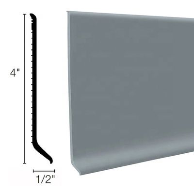 Flexible Vinyl Wall Base Rubber Cove Base with Toe 0.5'' to 8'' Height Black