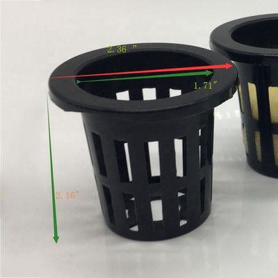 Food Grade Plastic PP 2inch Black Mesh Net Clay Pot Hydroponic Plant Cups with Sponge