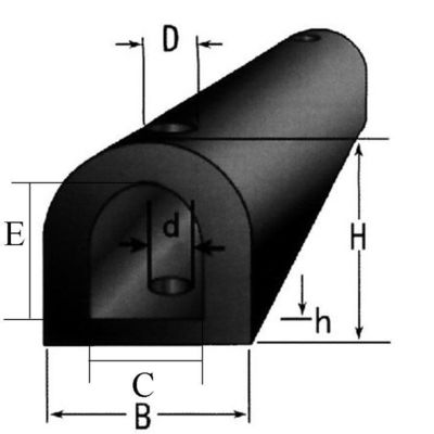 40-90 Shore A Hardness Marine Rubber Dock Bumper H200xW100xL1000mm for D Shape Fenders