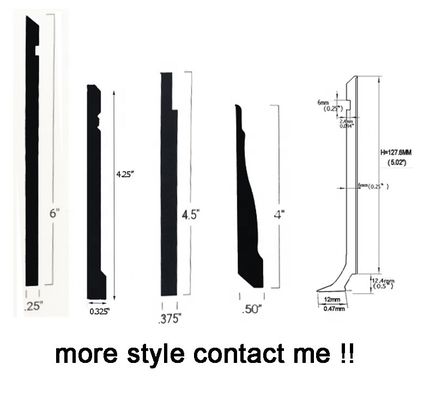 Scratch Resistant PVC Skirting Trim Molding for Flexible Vinyl Baseboard 4" 6" Height